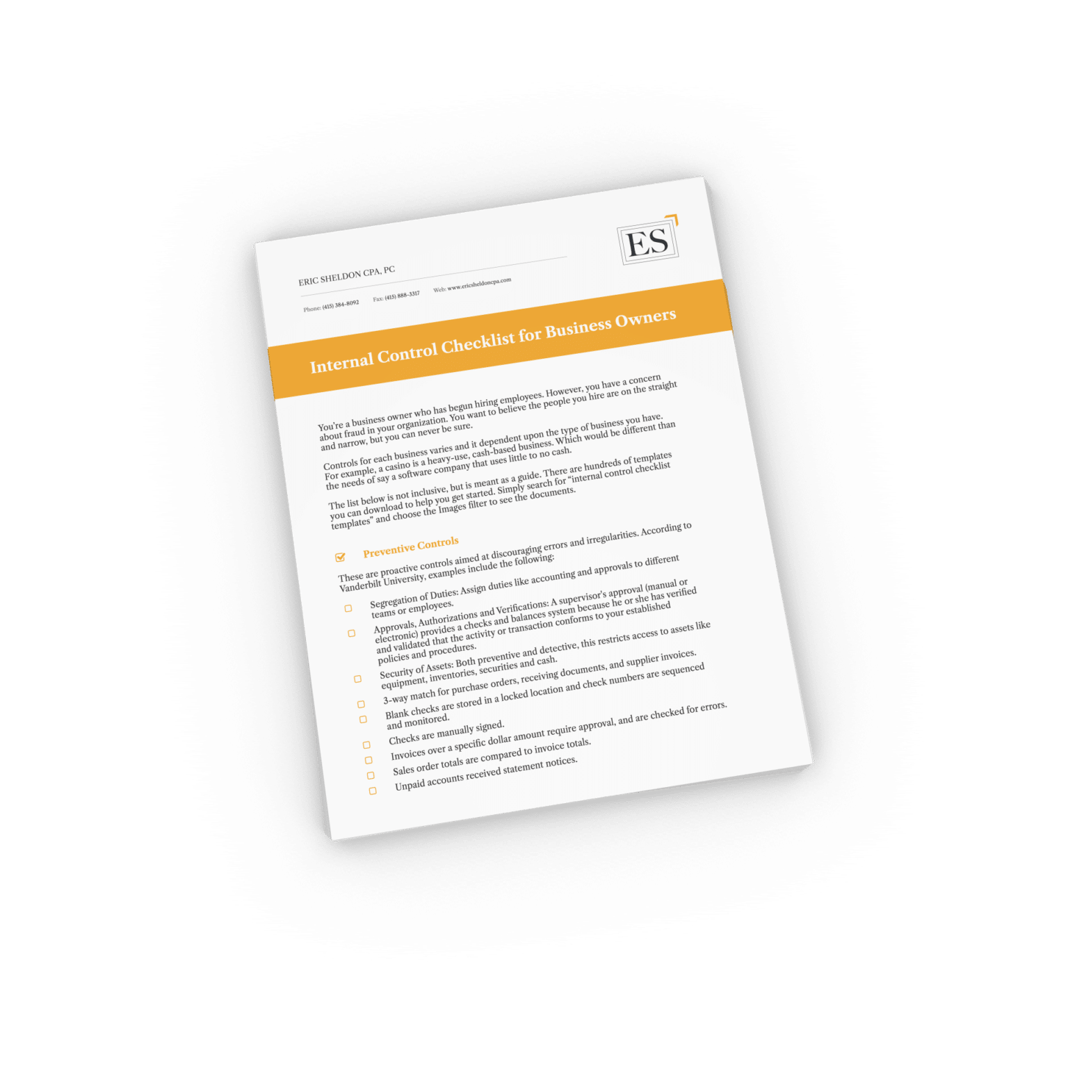 internal-control-checklist-for-business-owners-eric-sheldon-cpa-pc